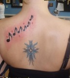 Back Music Notes Art Body Tattoo