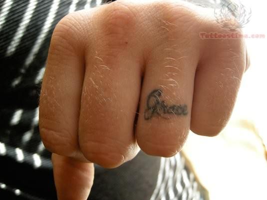 Initial Ring Finger Men Tattoo Design Picture