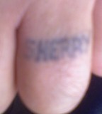Simple Navy Sailors Tattoo Design on Ring Finger