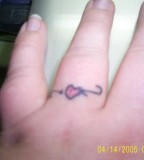 Sweet Pink Heart Shaped Tattoo Design on Ring Finger