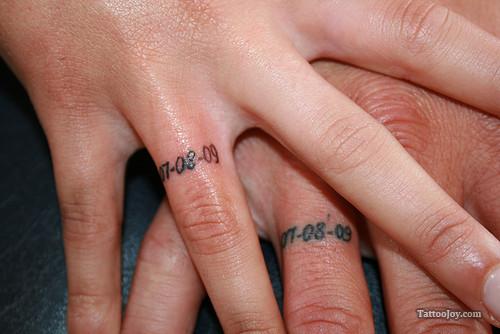 Wedding Ban Tattoo Design on Ring Finger