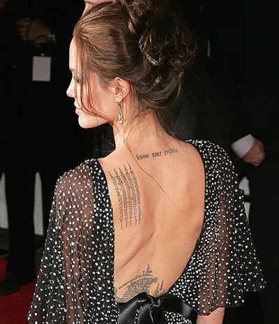 Shoulder Blade Tattoos of Angelina Jolie