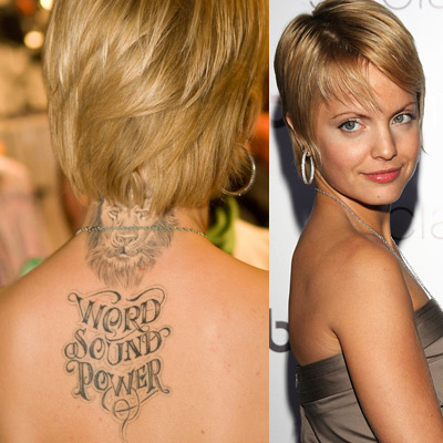 Mena Suvari’s Back / Neck Tattoo Designs for Women – Celebrity Tattoos