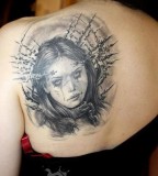 Gory Gothic Women Head Tattoo Design for Women - Tattoos for Women