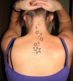 Stars Tattoo Design on the Back Neck for Girls