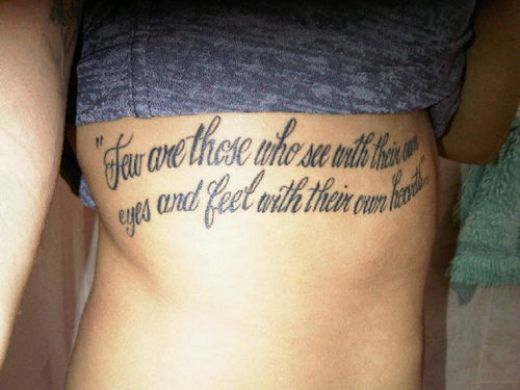 Good Tattoo Quotes Design on Ribs For Girls