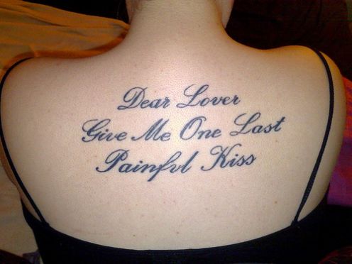 Love-Romantic Tattoo Quote on Girl’s Back