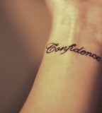 Word Of Confidence Wrist Tattoo