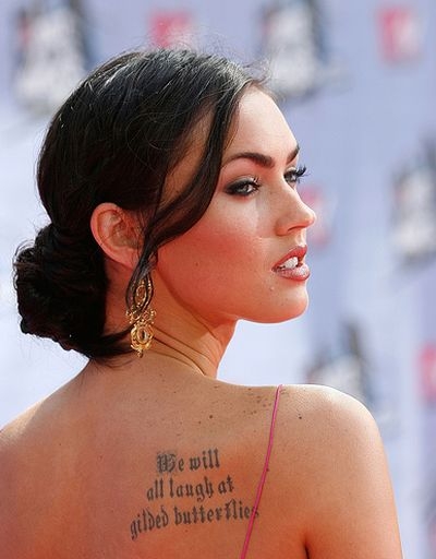 Beautiful Tattoo Sayings Megan Fox On Upper Back