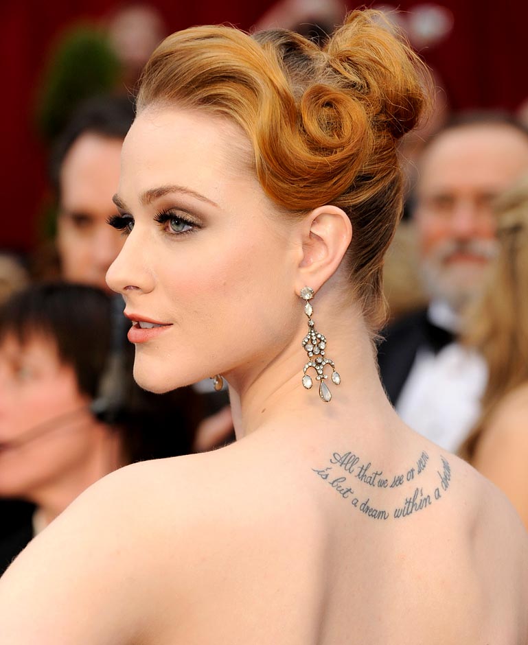 Evan Rachel Wood Upper Back Tattoos