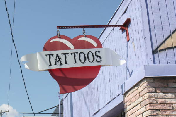 Closeup View Of Euphoria Tattoo Shop Sign