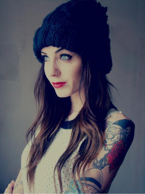 Shoulder Tattoo and Nose Piercing for Girl