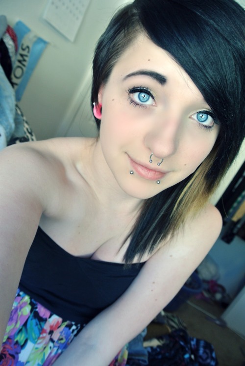 Cute Girl with Nose and Under Lip Piercings