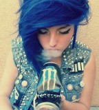 Blue Hair Girl with Nose Piercings