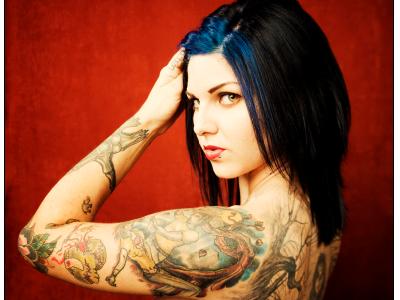 Cool Full Back and Arm Sleeve Women Tattoos