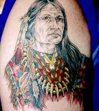 Colorful Native American Indian Arm Tattoo