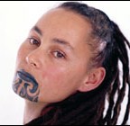American Culture Lips Blue Tribal Tattoo
