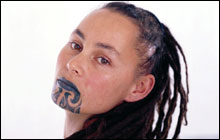 American Culture Lips Blue Tribal Tattoo