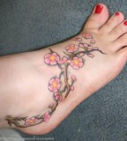 Cherry Blossom Tattoo On Foot for Women