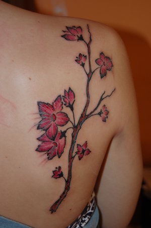 Beauty of Cherry Blossoms Tattoo Design for Women