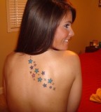 Colorful Small Shooting Stars Girls Tattoo Design on Back
