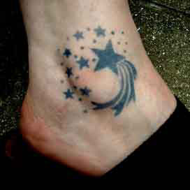 Gorgeous Shooting Stars Shaped Tattoo on Foot