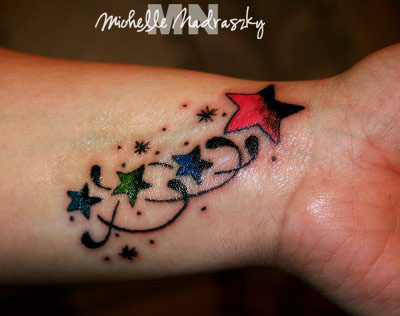 Nautical Shooting Stars Tattoo Design on Wrist