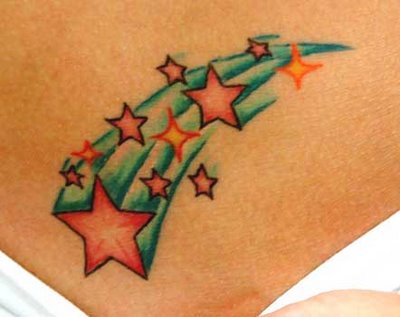 Bright Cute Shooting Stars Shaped Tattoo