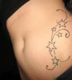 Sweet Shooting Stars Shaped Girls Tattoo Design on Hip