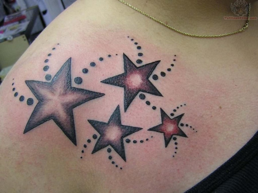 Wonderful Shooting Stars Tattoo on Shoulder