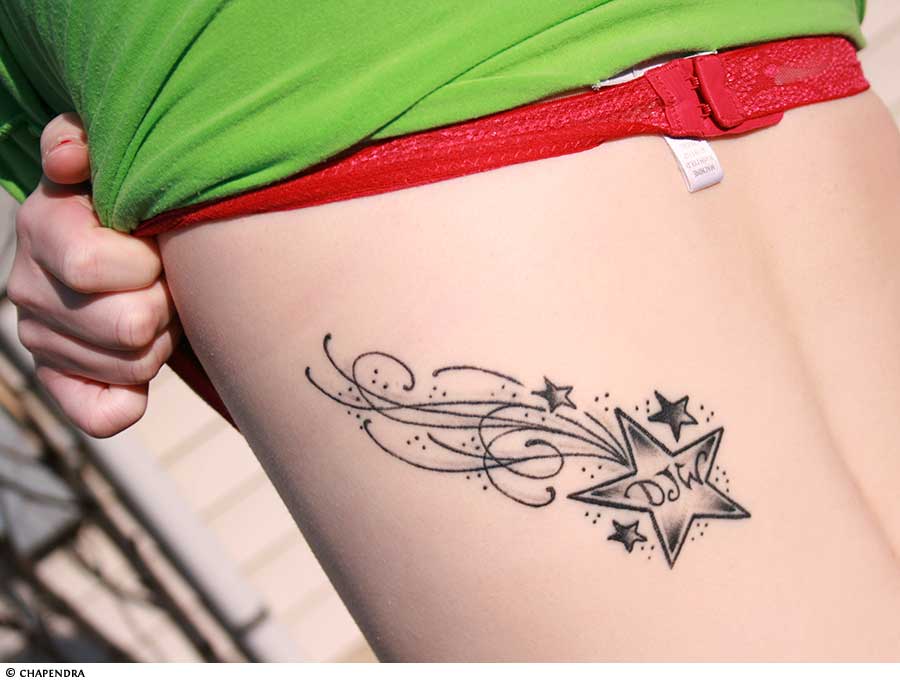 Sweet Girls Shooting Stars Themed Tattoo Design