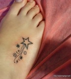 Cute Girls Shooting Stars Tattoo on Foot