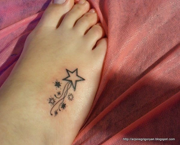 Cute Girls Shooting Stars Tattoo on Foot - | TattooMagz › Tattoo