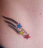 Small Colorful Shooting Stars Shaped Tattoo