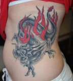 Beautiful Dragon on Fire Rib Tattoo Designs