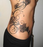 Black Rose Flower Rib Tattoos