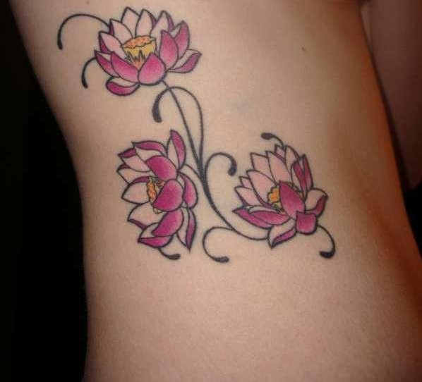 Pink Lotus Rib Tattoos (NSFW)