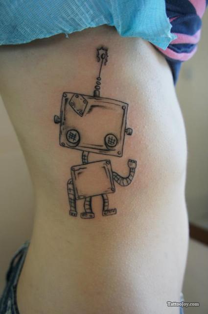 Robot Tattoo On The Ribs