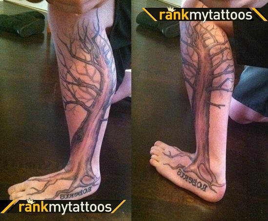 Amazing Symbolizing Family Tree of Life Tattoo Design on Foot