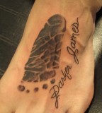 Sole Shaped Symbolizing Family Tattoo Design on Foot