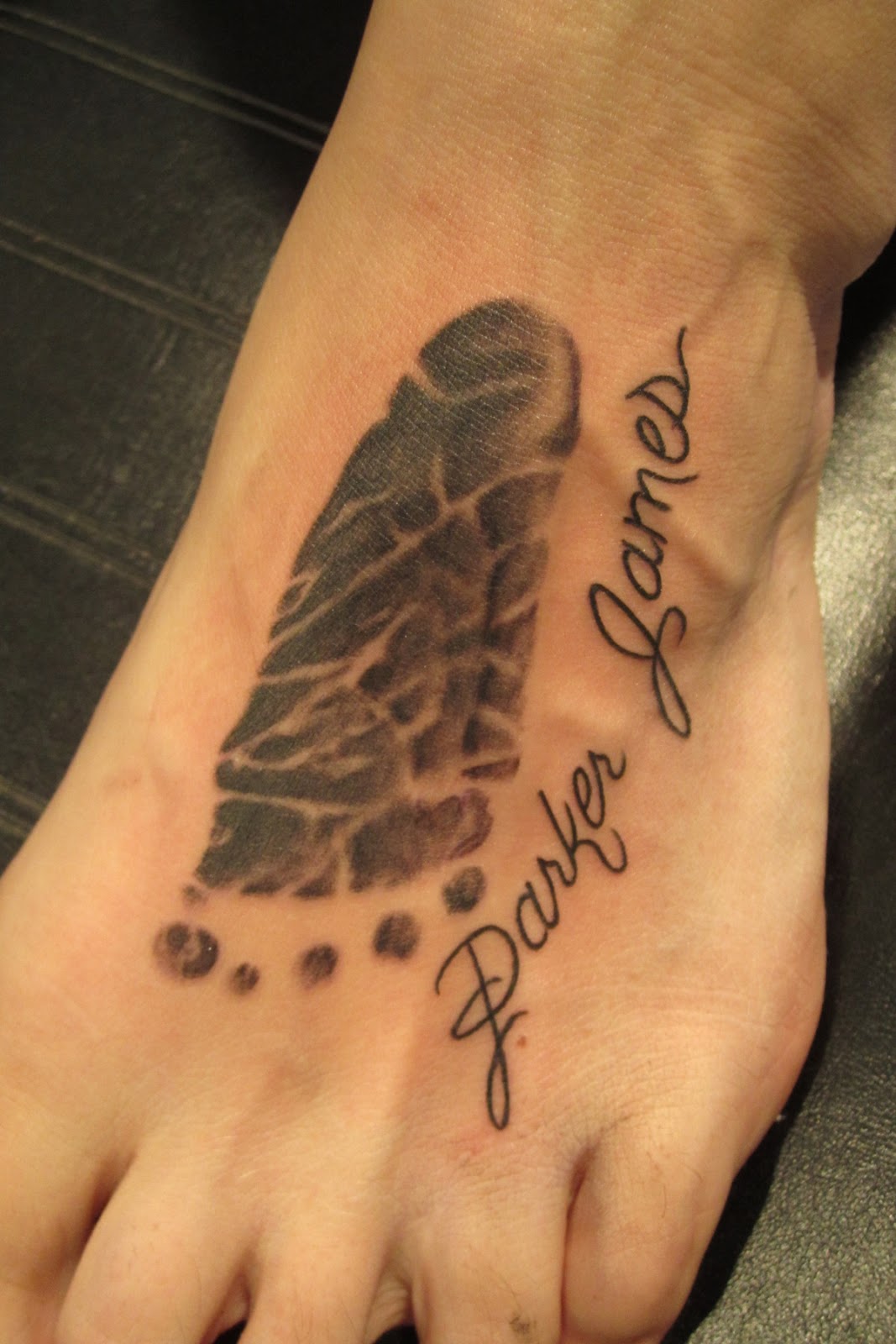 Sole Shaped Symbolizing Family Tattoo Design on Foot - | TattooMagz