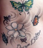 Lovely Flower and Butterfly Tattoo Design for Women