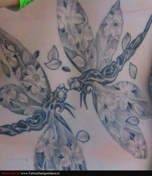 Tattoo Design of Twin / Couple Dragonfly Tattoos for Women
