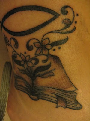 First And Last Tattoo – Flowery Book Tattoo Design