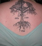 Tree With Star And Letters Native American Upper-back Tattoo