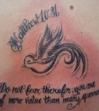 Matthew Bible Quote with Bird Ornament Tattoo Design