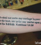 Bible Lebiticus 19:26 Tattoo Inspiration on Outer Lower Arm