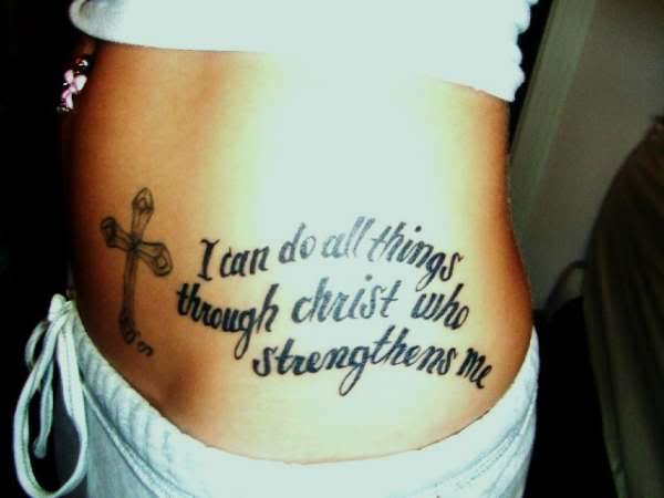Bible Verse Tattoo on Lower Body for Women (NSFW)