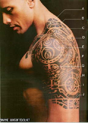 Dwayne Johnson with Cool Tribal Tattoo Design