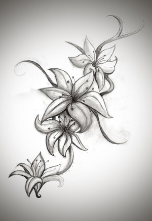 Cool Lily Flower Tattoo Drawing